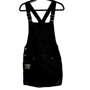 ODBO Women's Small Black Denim Skirtall Bib‎ Overall Dark Academia
